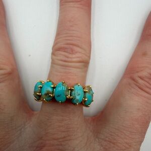 Women’s High 925 Turquoise Gemstone Gold Plated Over Silver Ring